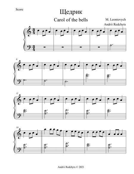 Shchedryk - Carol of the bells - EASY PIANO image number null