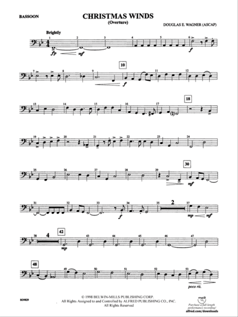 Christmas Winds (Overture): Bassoon Concert Band scores gallery preview page 1