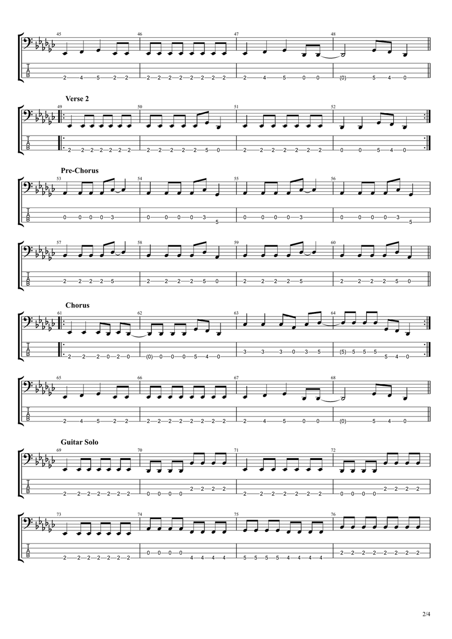 Hail To The King Guitar Tablature scores gallery preview page 2