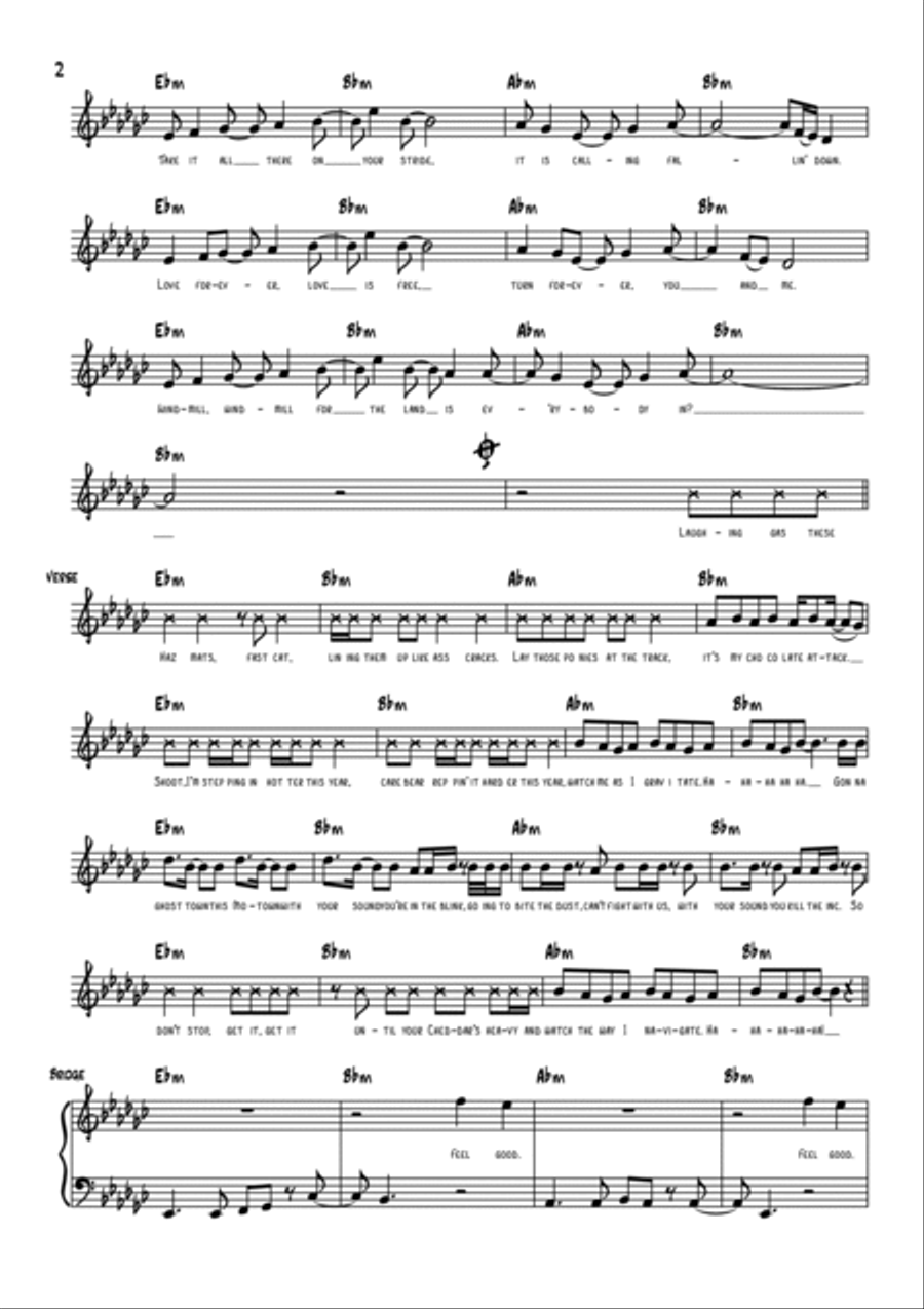 Feel Good Inc Piano scores gallery preview page 2