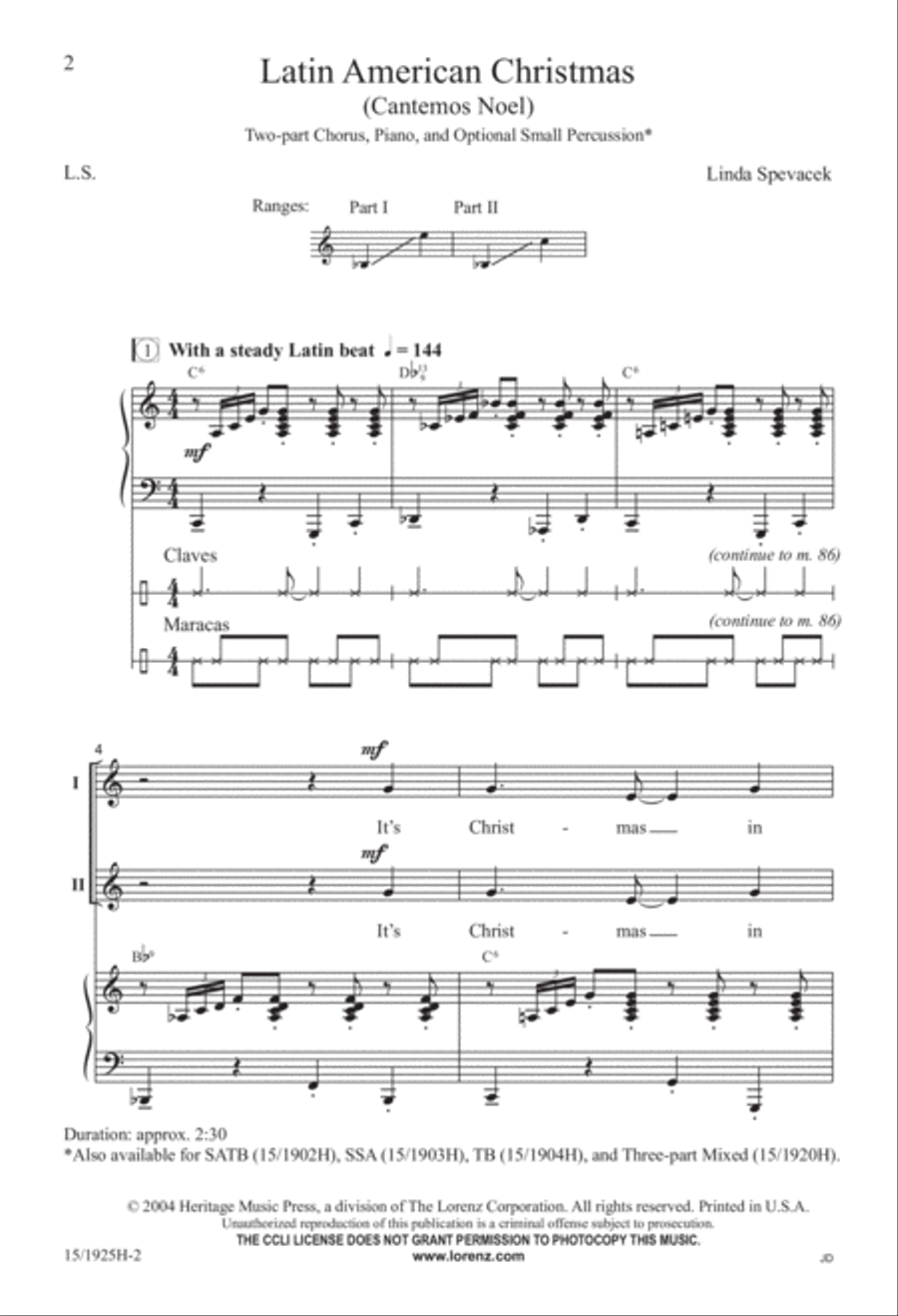 Latin American Christmas Latin American Christmas 2-Part scores gallery preview page 2