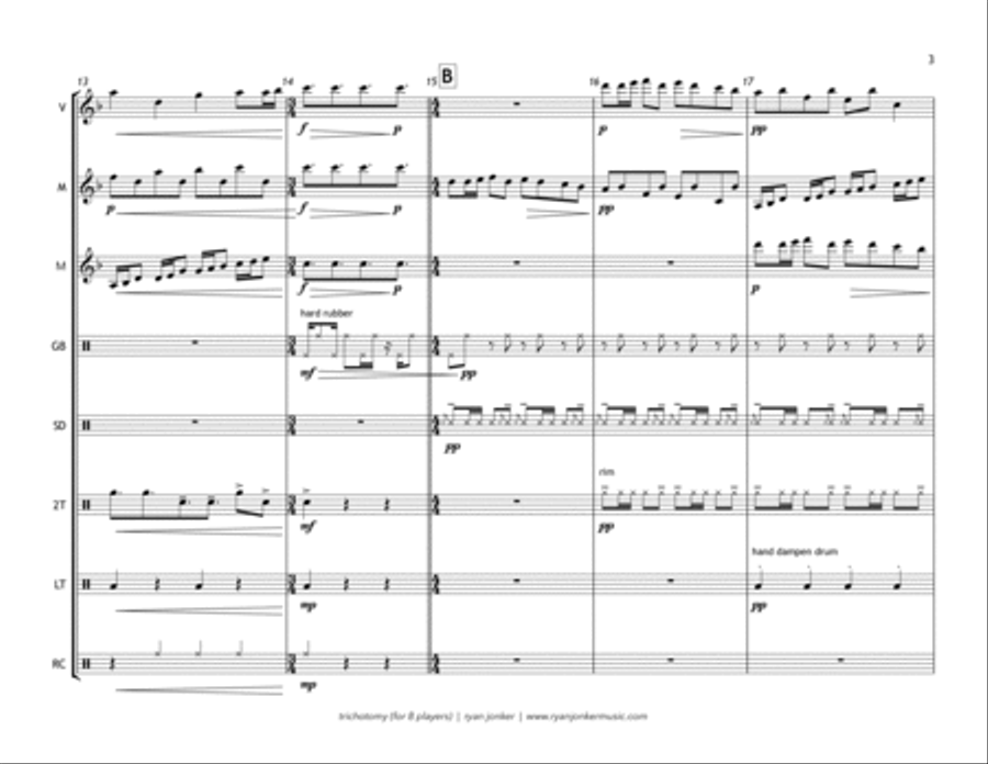 Trichotomy (percussion ensemble for 8 players) Percussion Ensemble scores gallery preview page 3