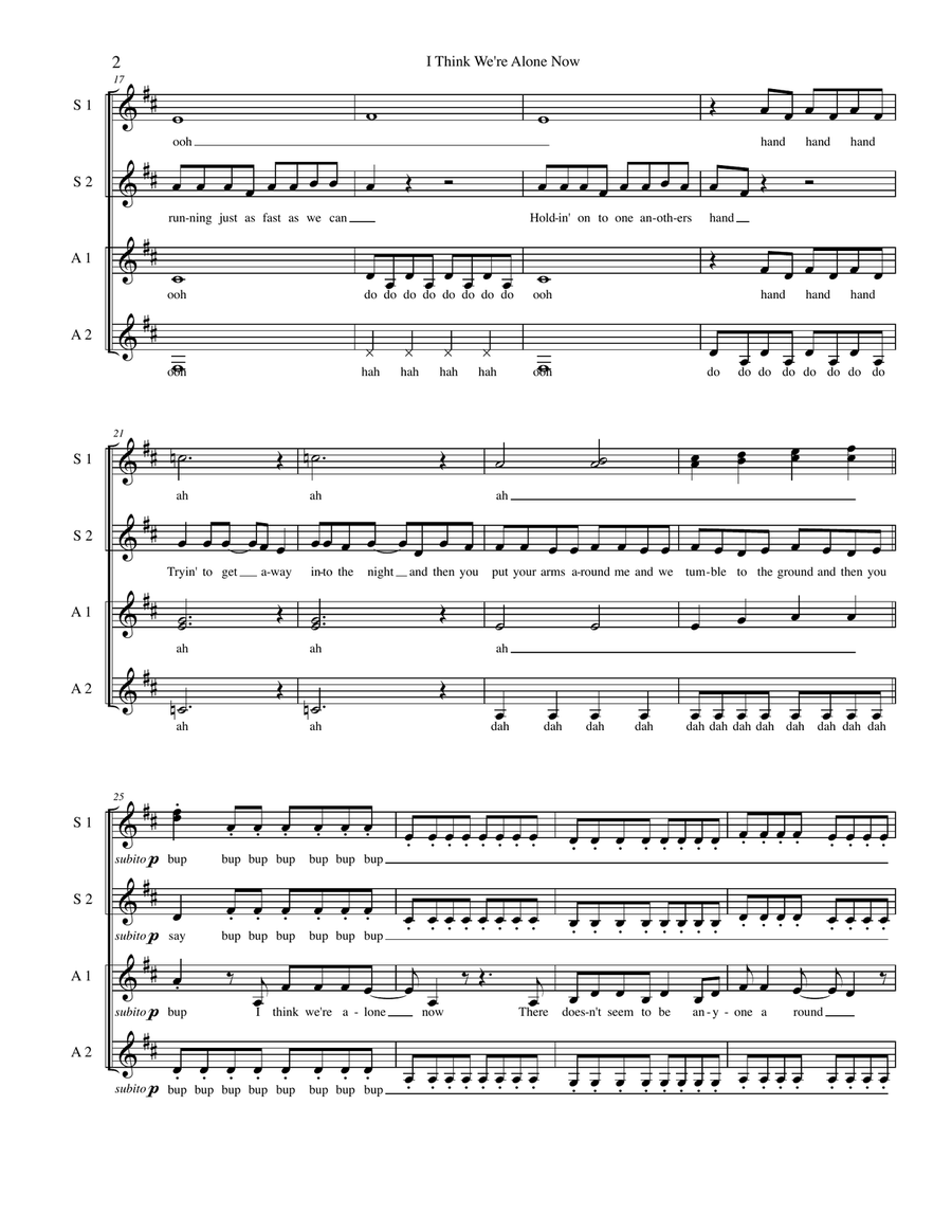 I Think We're Alone Now SSA scores gallery preview page 2