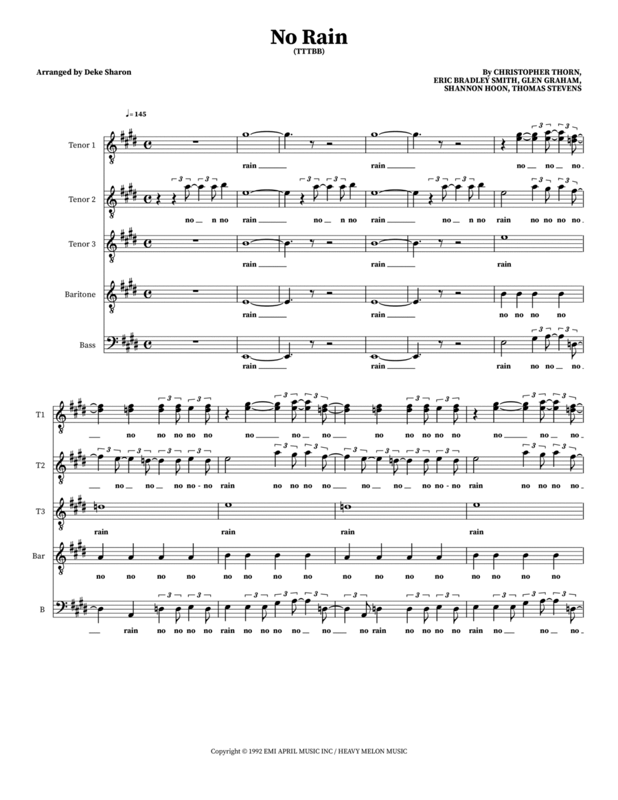 No Rain No Rain Choir scores gallery preview page 1