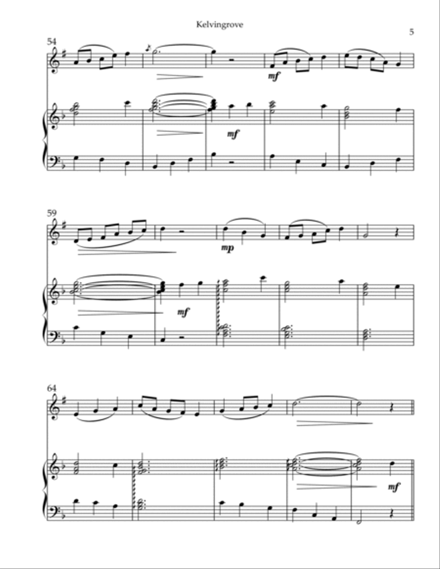 Kelvingrove, Duet for Bb Clarinet & Harp B-Flat Clarinet scores gallery preview page 5