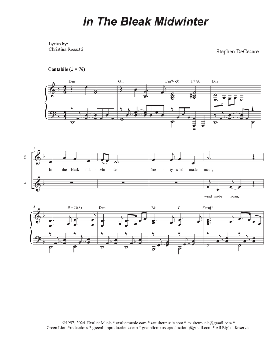 In The Bleak Midwinter (Vocal Quartet (SATB)