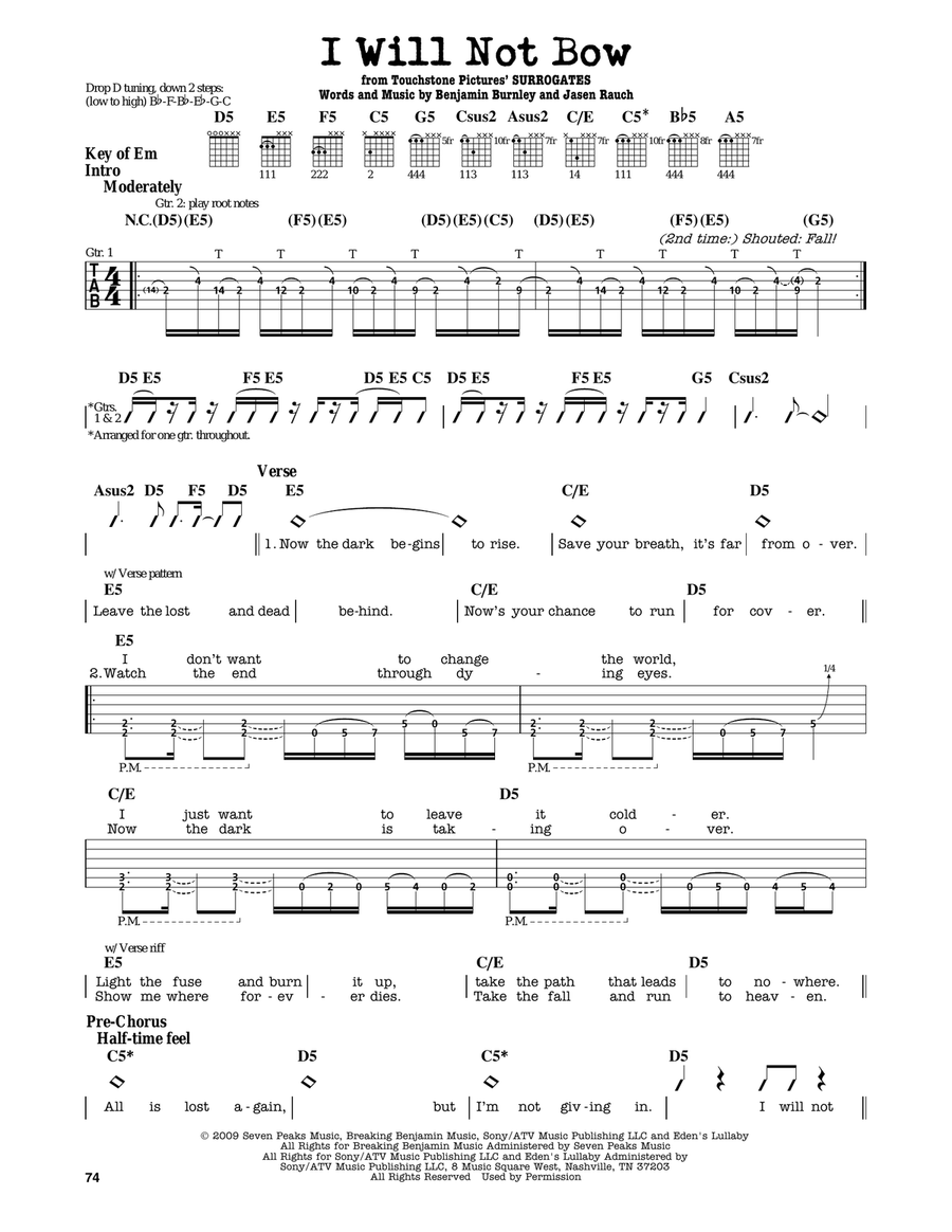 I Will Not Bow I Will Not Bow Electric Guitar scores gallery preview page 1
