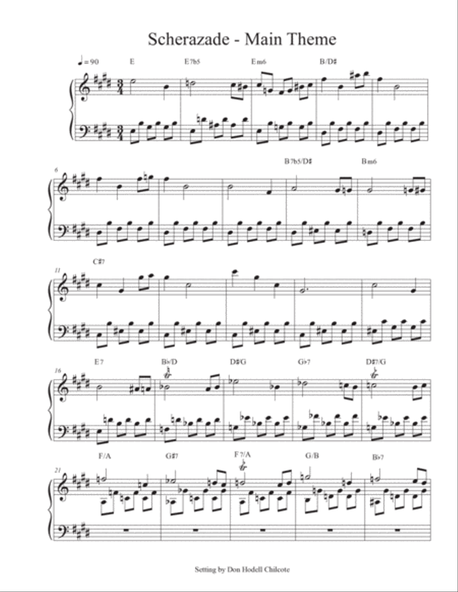 Scherazade - Main Theme Piano, Vocal, Guitar scores gallery preview page 2