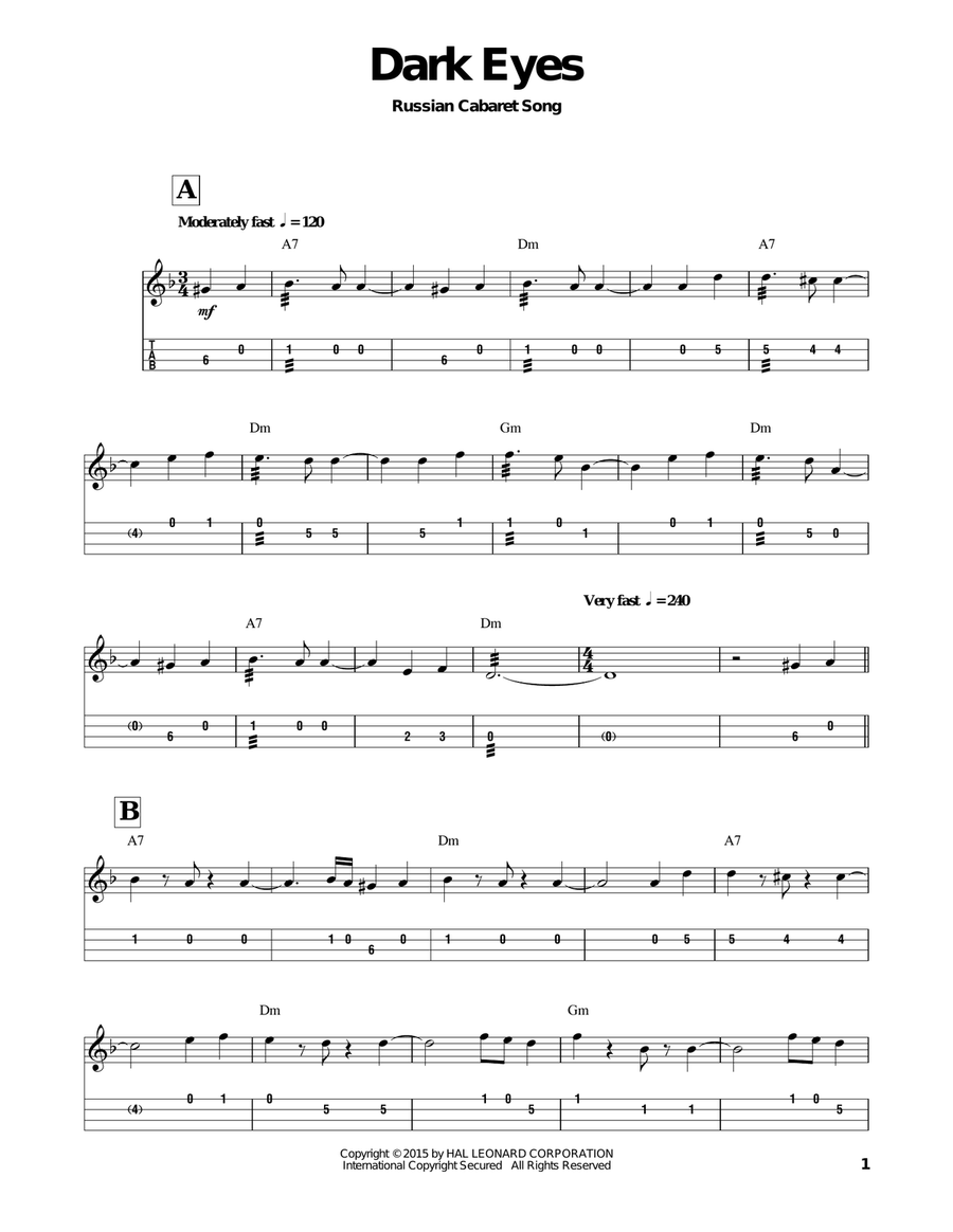 Dark Eyes Mandolin scores gallery preview page 1