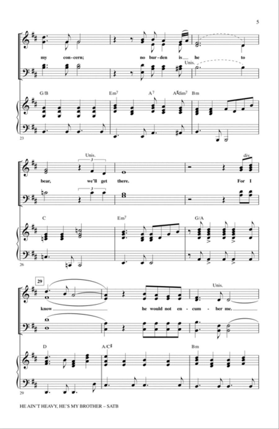 He Ain't Heavy, He's My Brother 4-Part scores gallery preview page 4