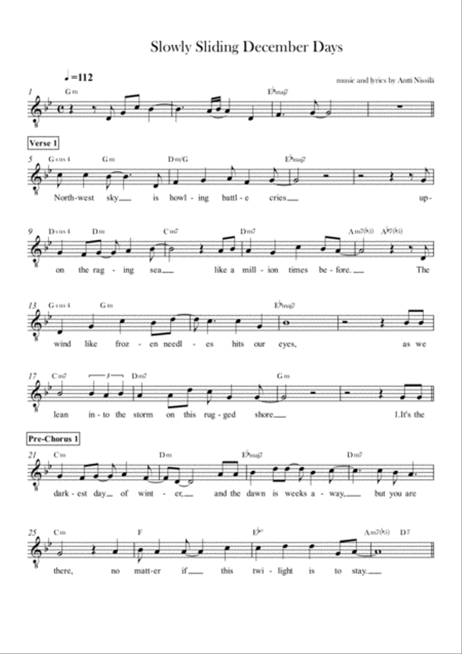 Slowly Sliding December Days Small Ensemble - Digital Sheet Music
