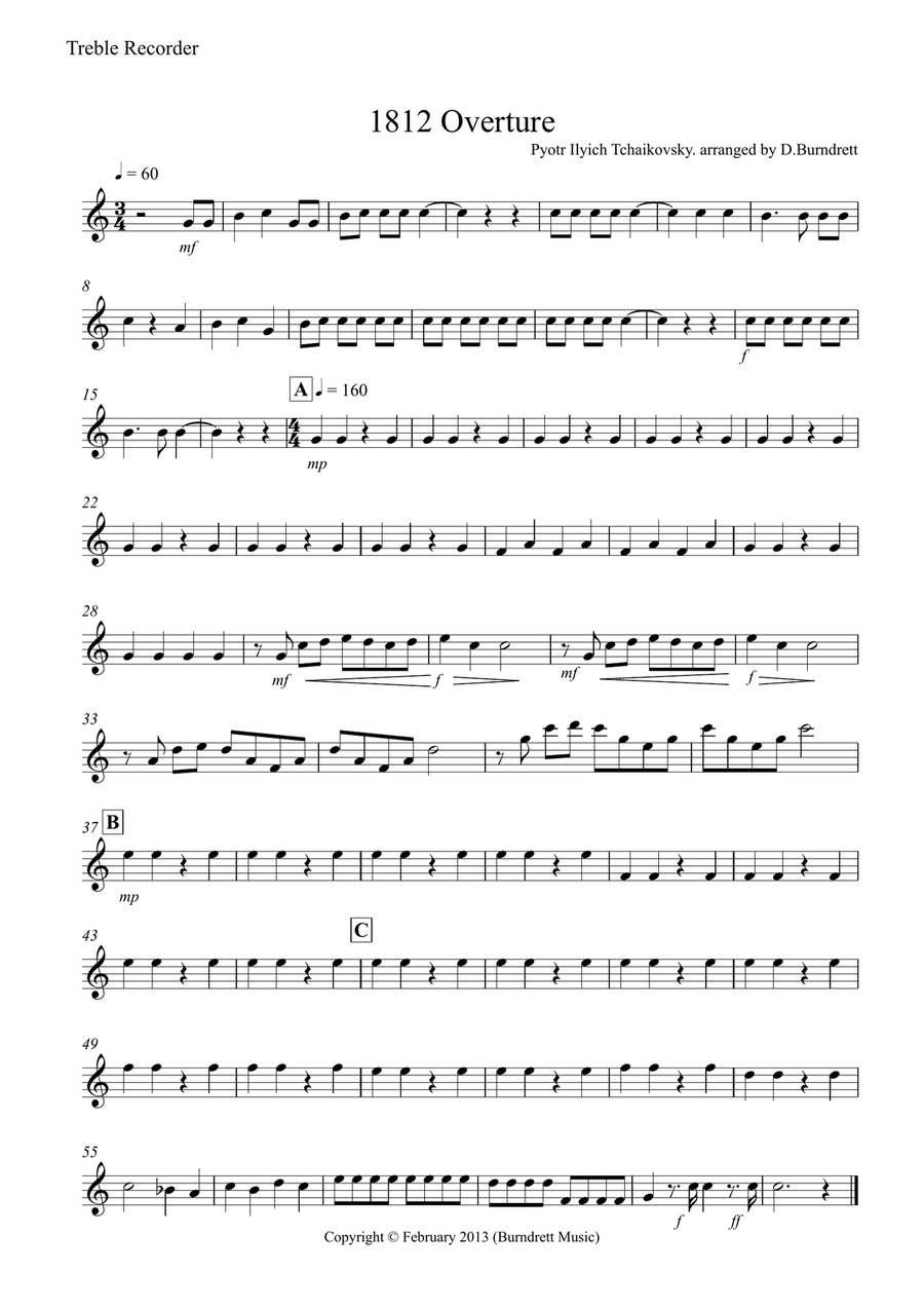 1812 Overture for Recorder Quartet image number null