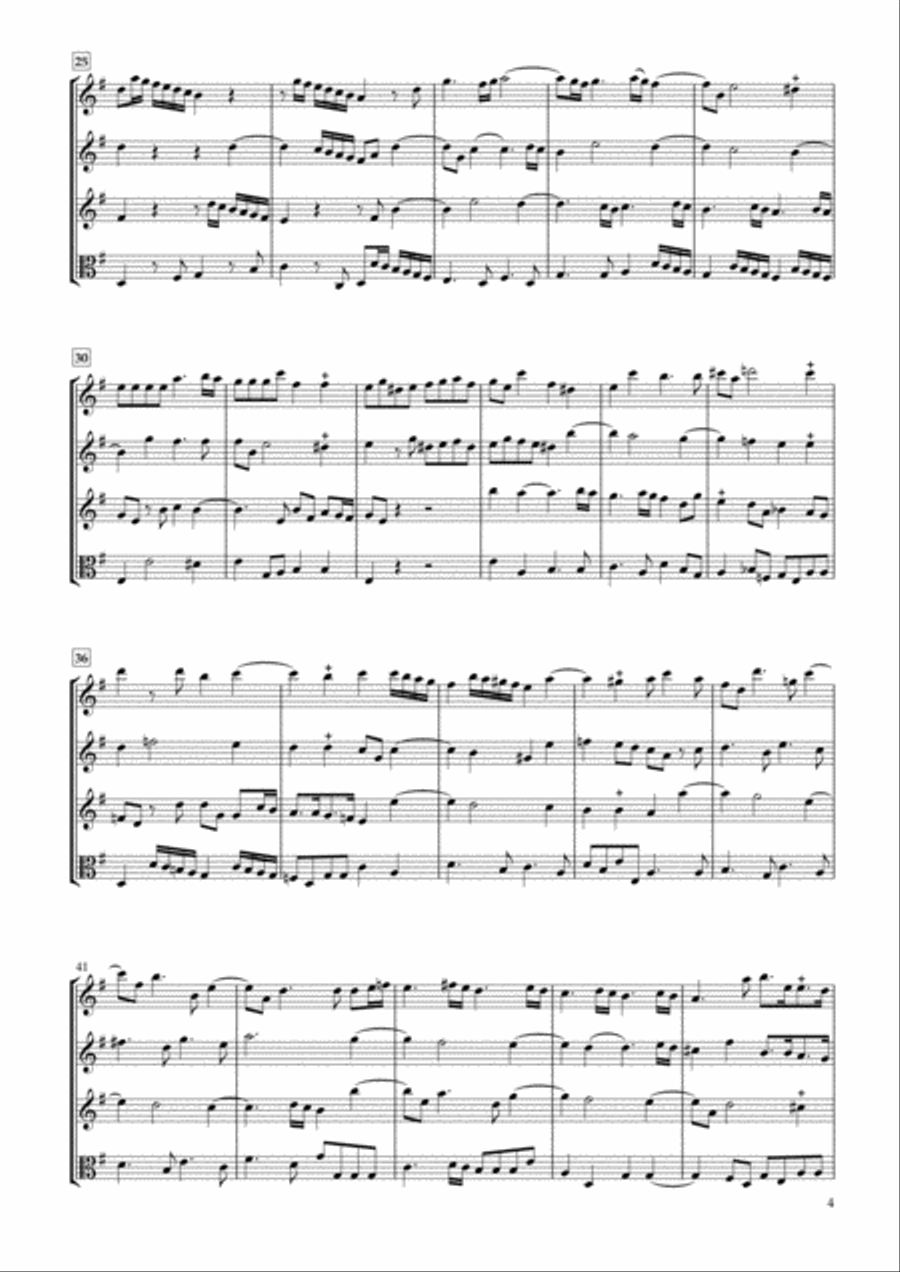 Sonata Op.34-2 for Three Violins & Viola String Duet scores gallery preview page 4