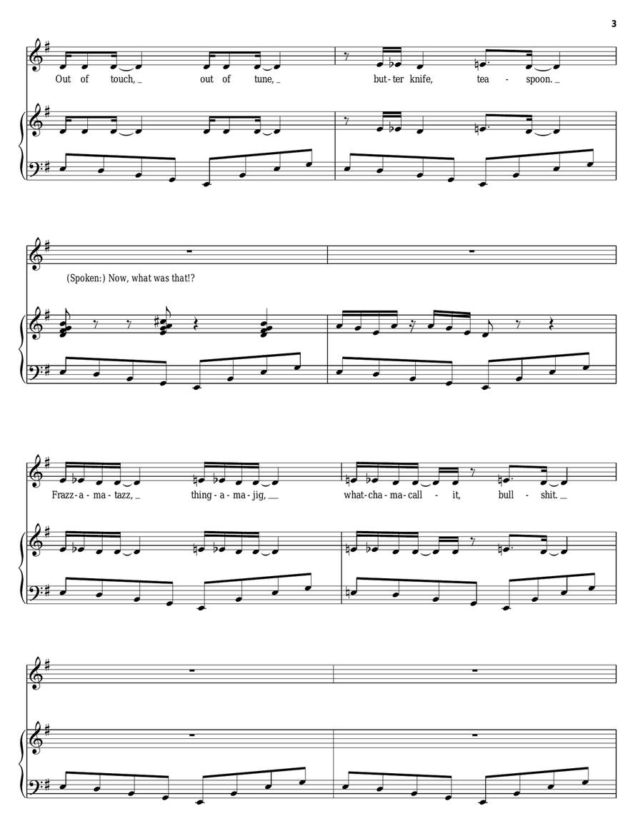 Makes No Sense At All Piano, Vocal, Guitar scores gallery preview page 3