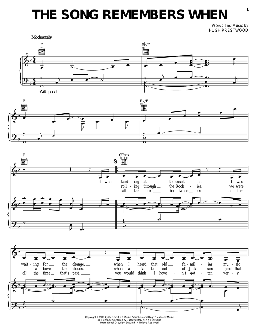 The Song Remembers When Piano, Vocal, Guitar scores gallery preview page 1