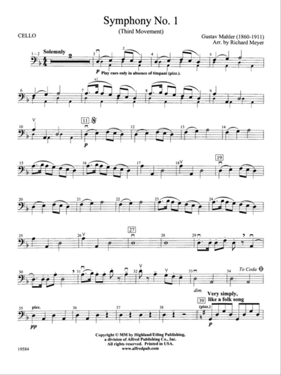 Symphony No. 1 3rd Movement Cello