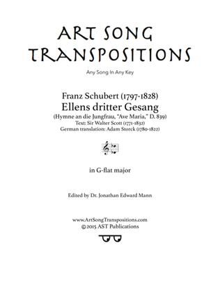 Book cover for SCHUBERT: Ellens Gesang III, D. 839 (transposed to G-flat major)