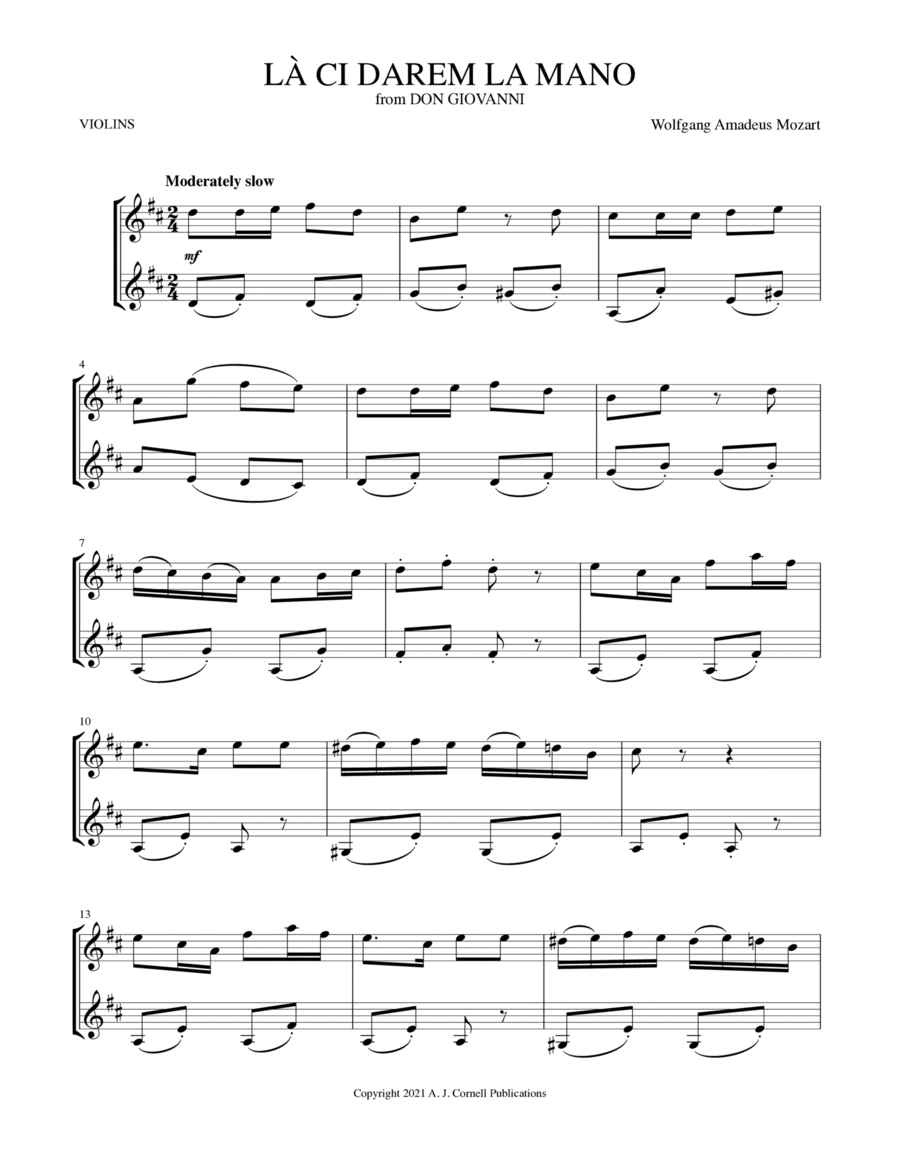 Là ci darem la mano (from Don Giovanni) String Duet scores gallery preview page 1