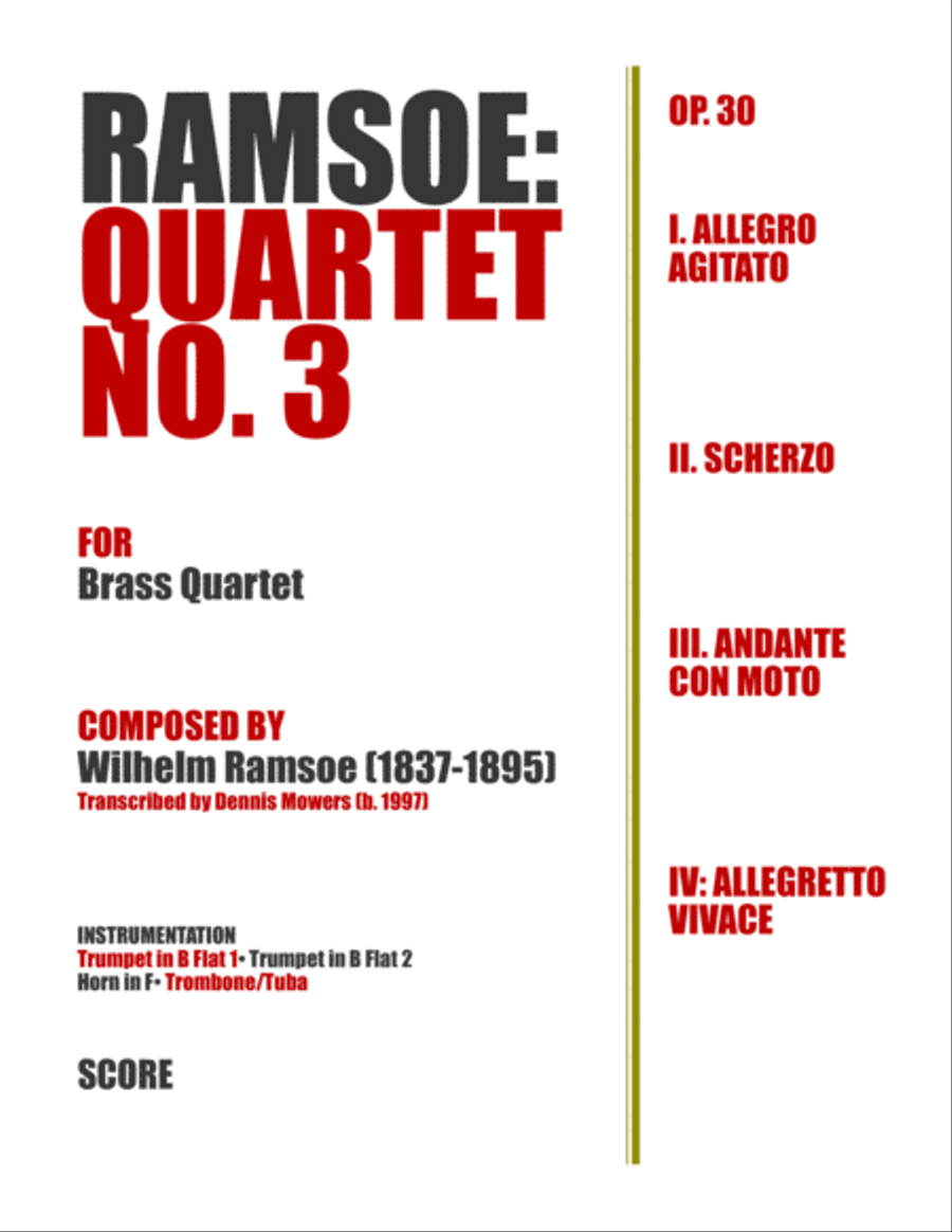 Quartet No. 3 for Brass - Wilhelm Ramsoe, Op. 30 Brass Ensemble scores gallery preview page 1