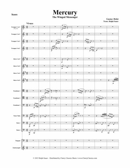 Mercury, The Winged Messenger for 14-part Brass Ensemble, Timpani & Glockenspiel
