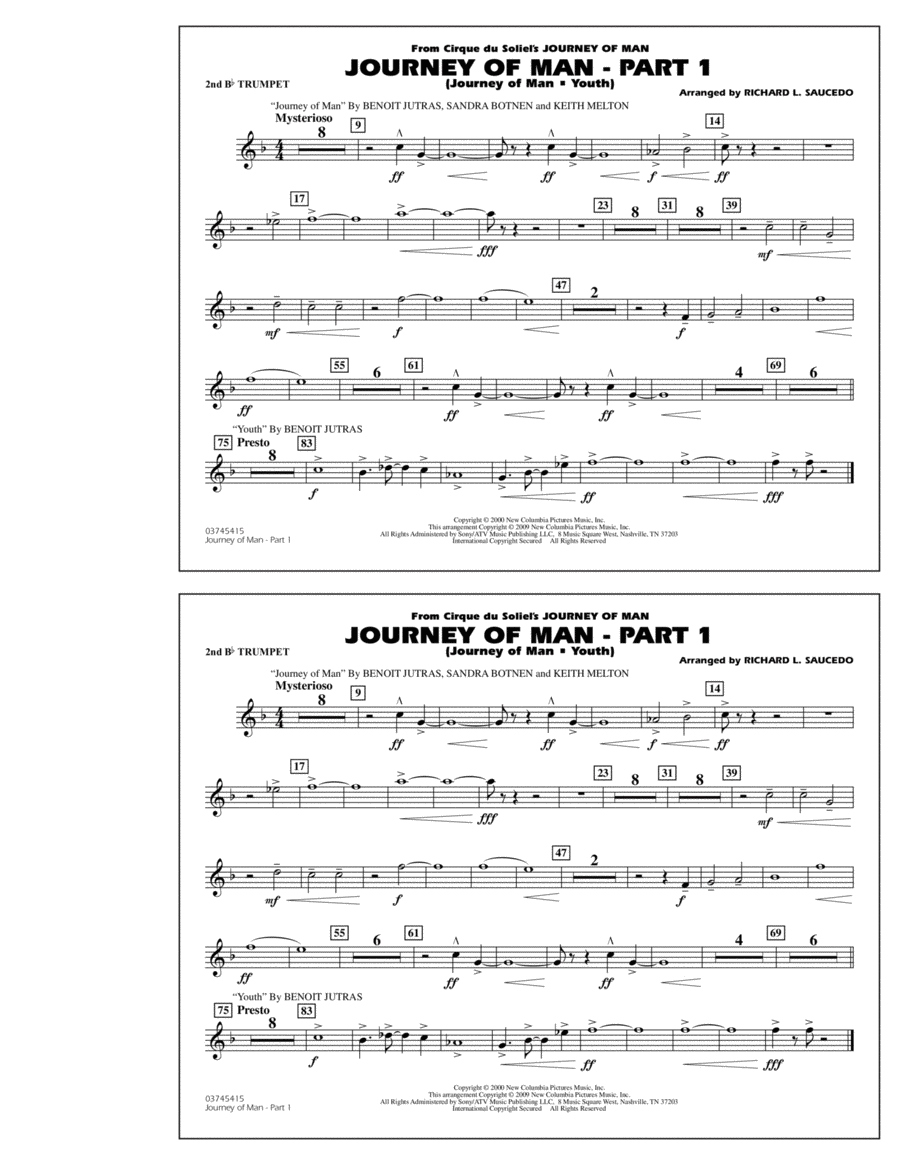 Journey of Man - Part 1 (Journey of Man: Youth) - 2nd Bb Trumpet