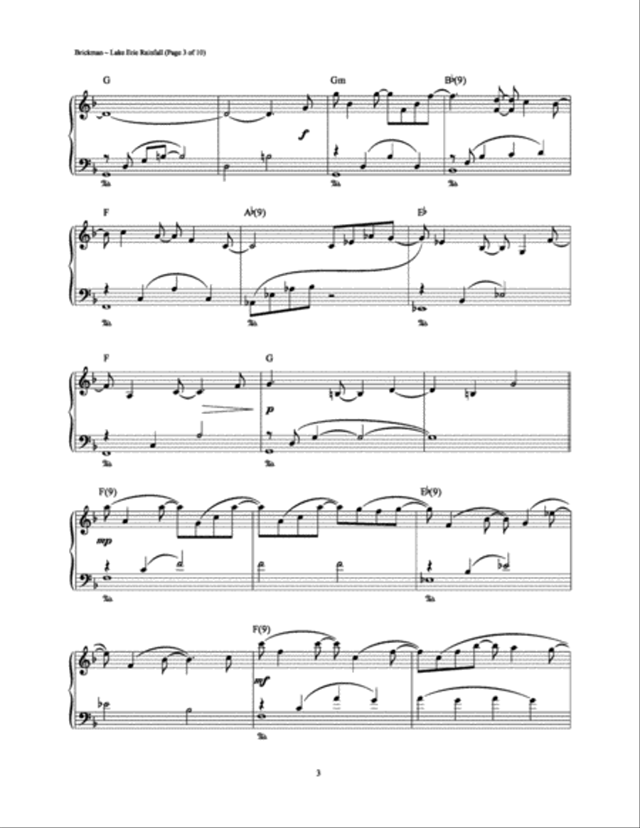 Lake Erie Rainfall Piano Solo scores gallery preview page 3