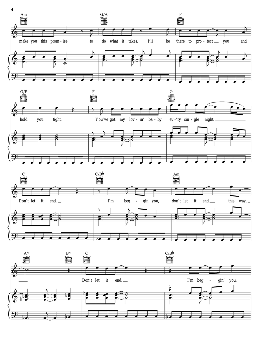 Don't Let It End Piano, Vocal, Guitar scores gallery preview page 4