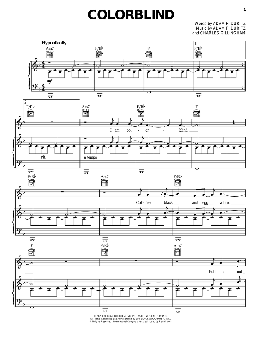 Colorblind Acoustic Guitar scores gallery preview page 1