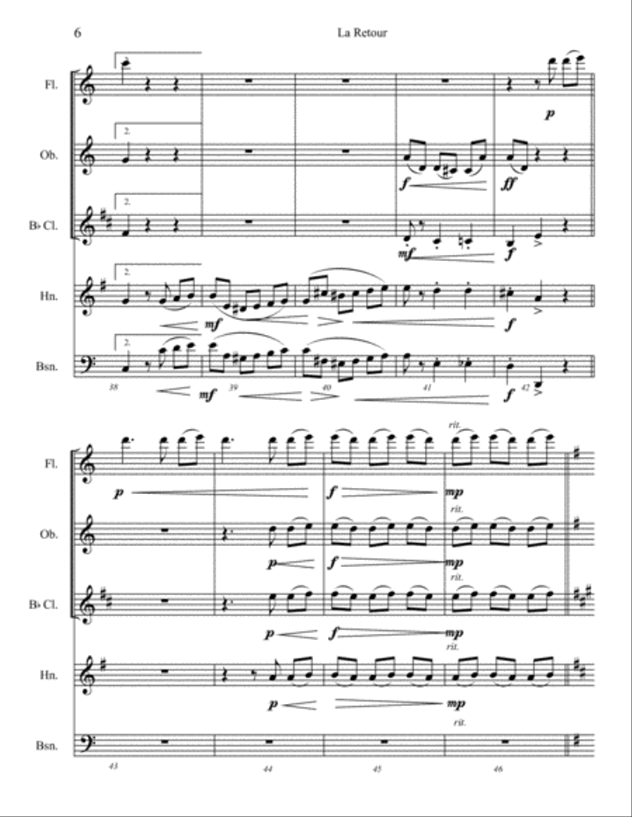 Le Retour du Patre Woodwind Quintet scores gallery preview page 6