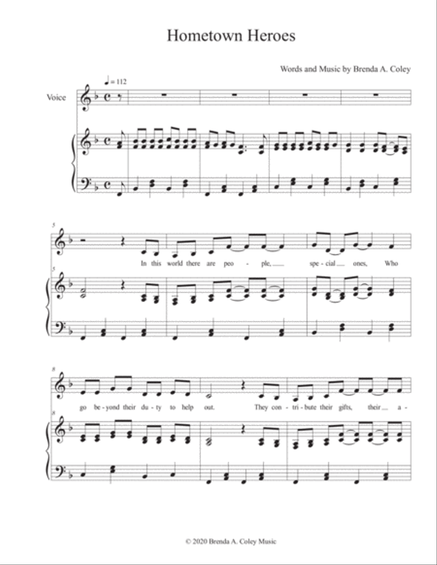 Hometown Heroes Hometown Heroes Unison Choir scores gallery preview page 1