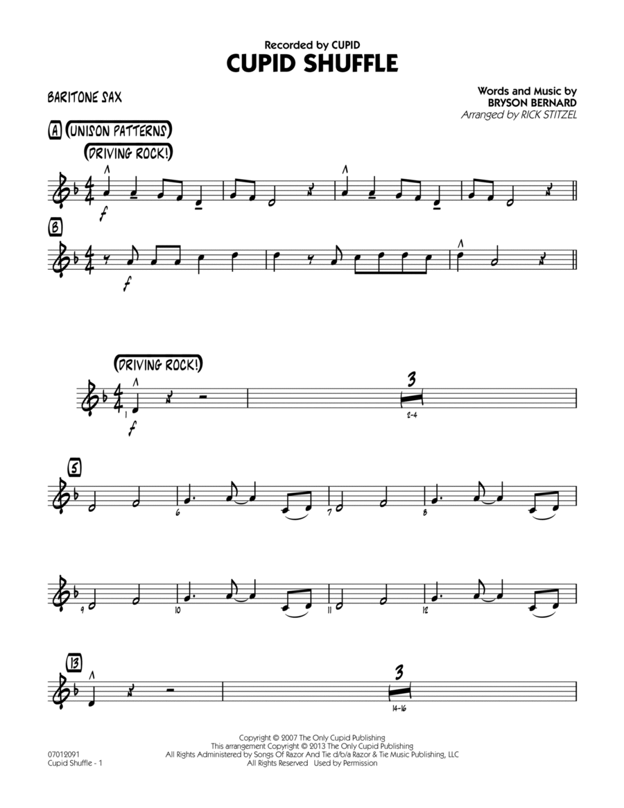 Cupid Shuffle - Baritone Sax Jazz Ensemble scores gallery preview page 1