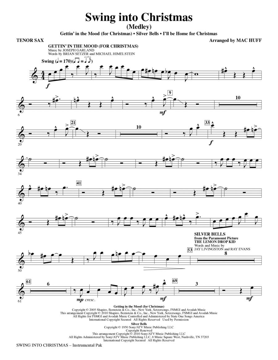 Swing Into Christmas (Medley) - Bb Tenor Saxophone Choir scores gallery preview page 1