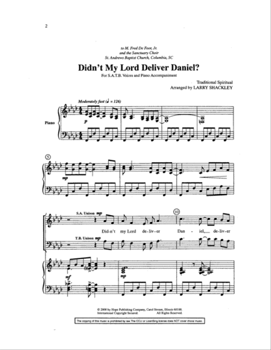 Didn't My Lord Deliver Daniel? Choir scores gallery preview page 2