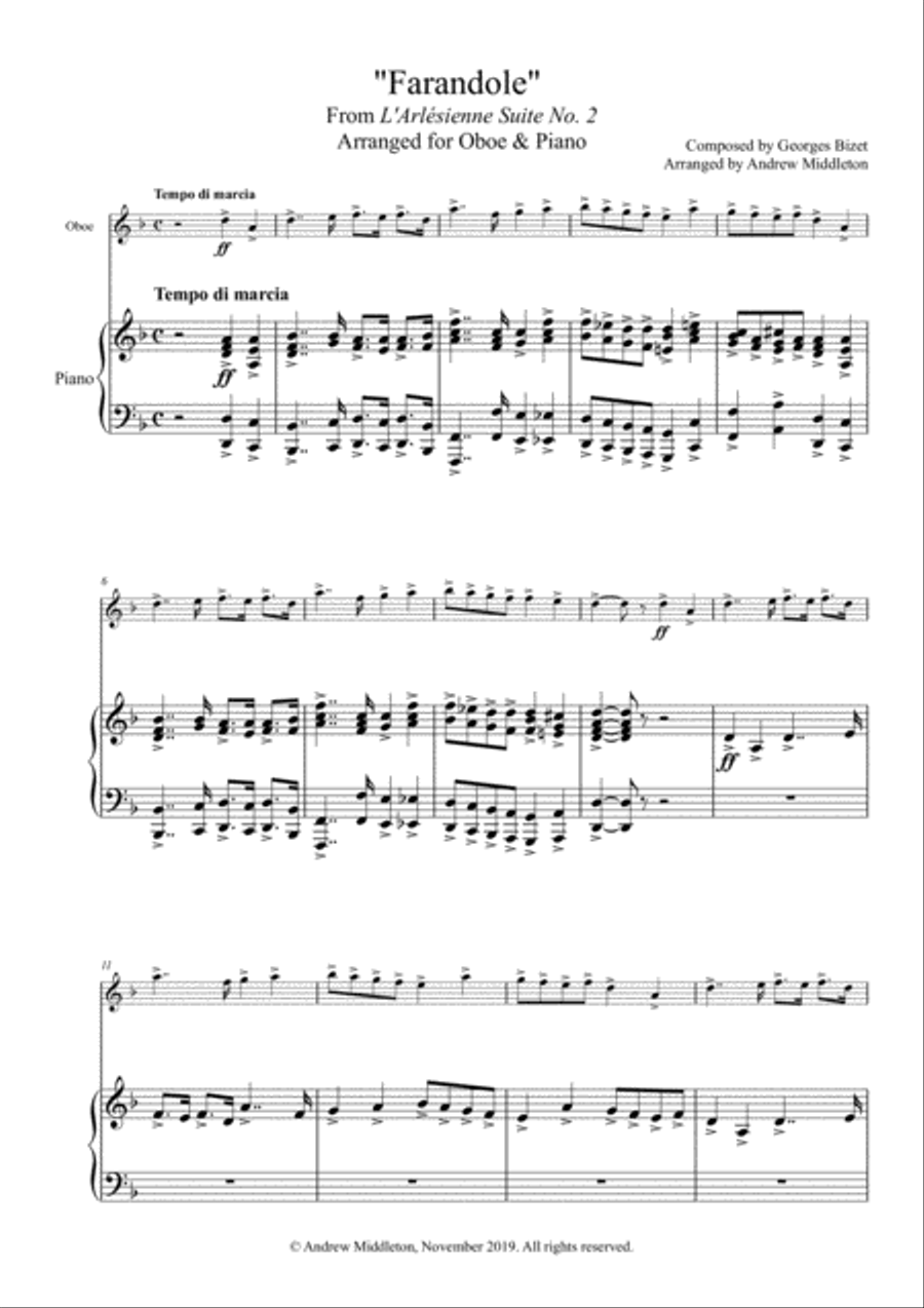 Farandole arranged for Oboe and Piano Violin scores gallery preview page 3