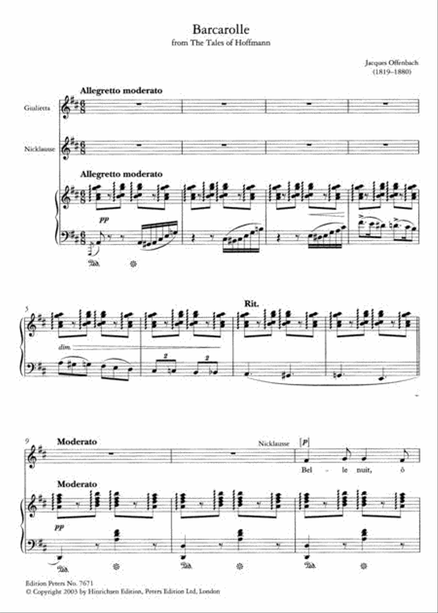 Barcarolle from 'The Tales of Hoffmann' Mezzo-Soprano Voice scores gallery preview page 2
