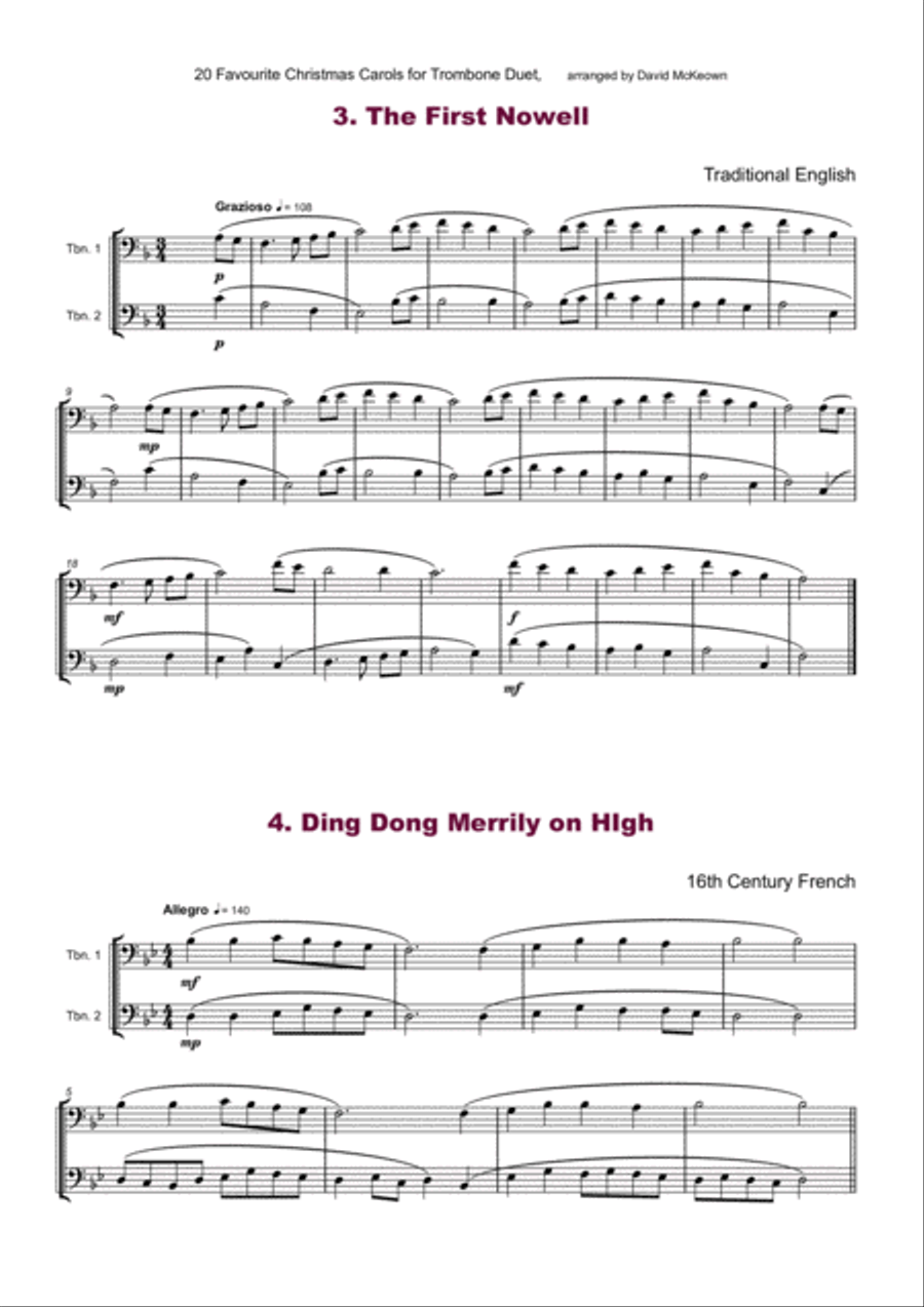 20 Favourite Christmas Carols for Trombone Duet Trombone Duet scores gallery preview page 4