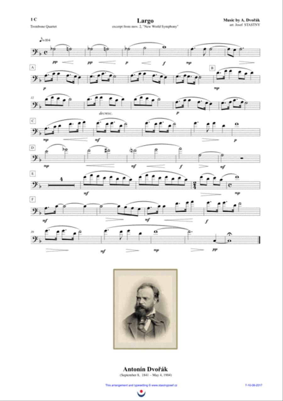 Largo (Dvořák - New World Symphony) Brass Ensemble scores gallery preview page 3