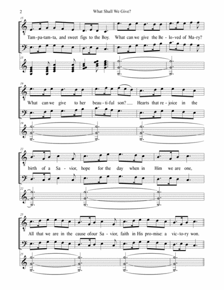 What Shall We Give? : A Christmas Carol for TTBB Choir & 2 octave Handbells or Hand Chimes image number null