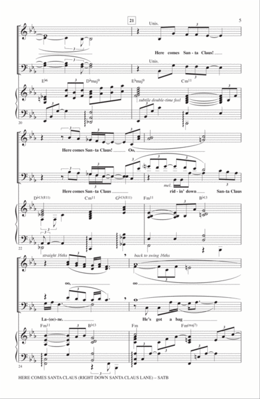 Here Comes Santa Claus (Right Down Santa Claus Lane) 4-Part scores gallery preview page 4