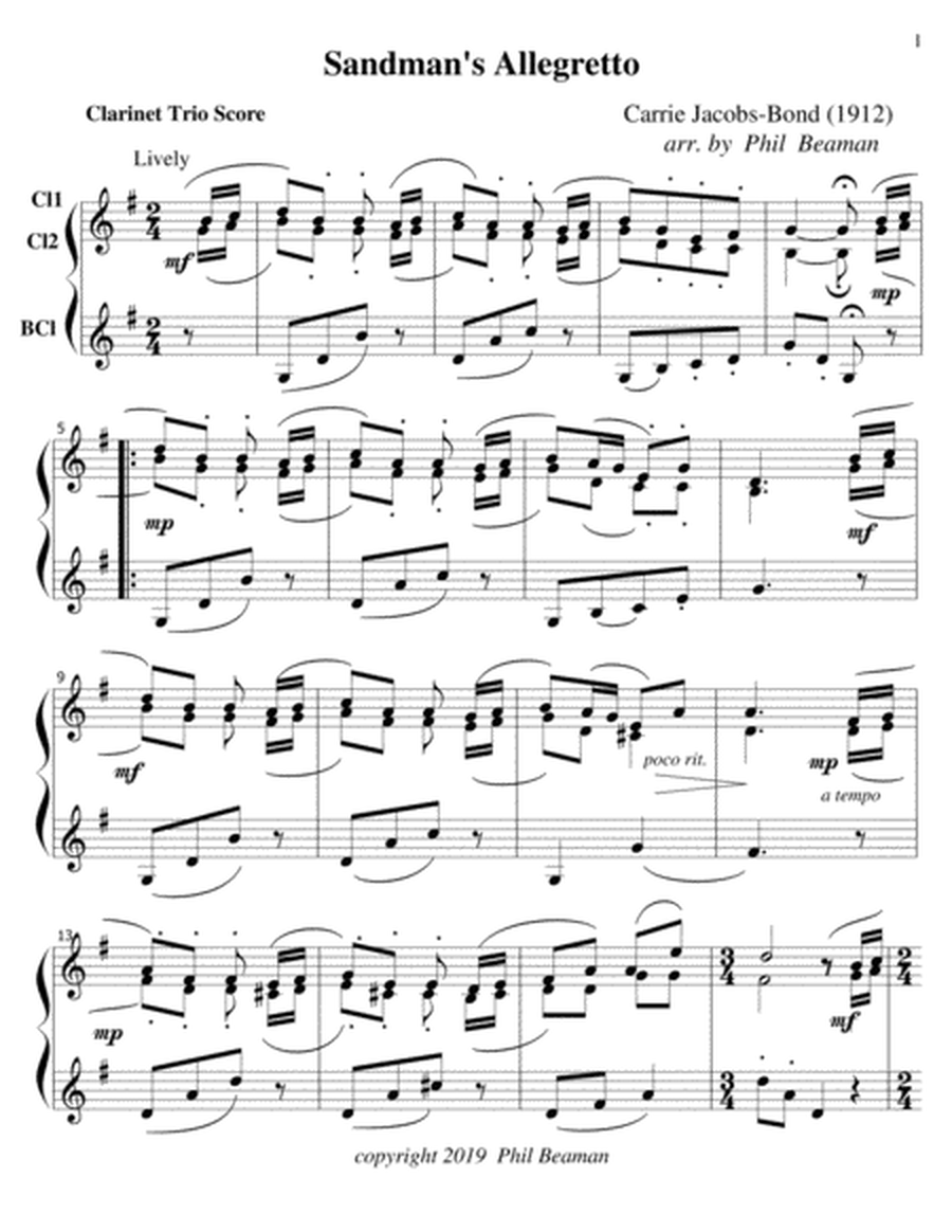 Sandman's Allegretto-Clarinet Trio image number null