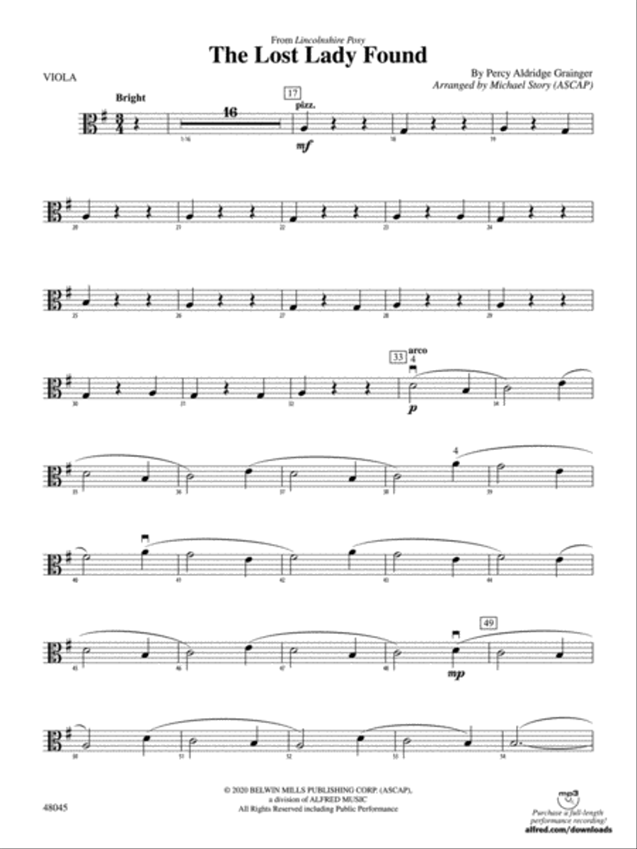 The Lost Lady Found: Viola String Orchestra scores gallery preview page 1