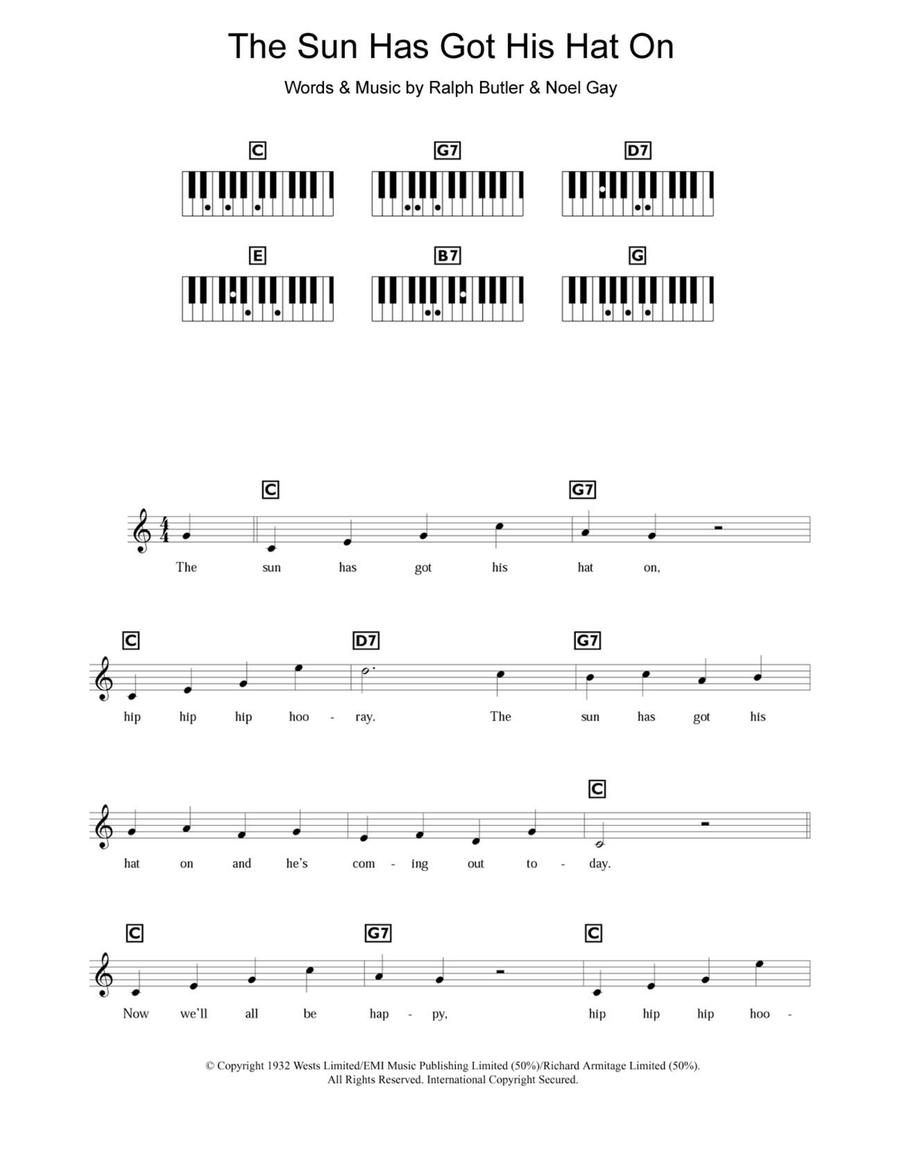 The Sun Has Got His Hat On Piano Solo scores gallery preview page 1
