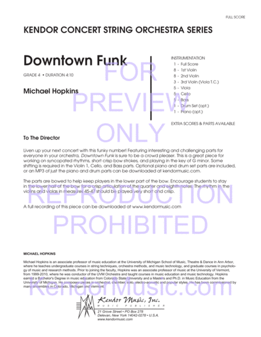 Downtown Funk (Full Score)