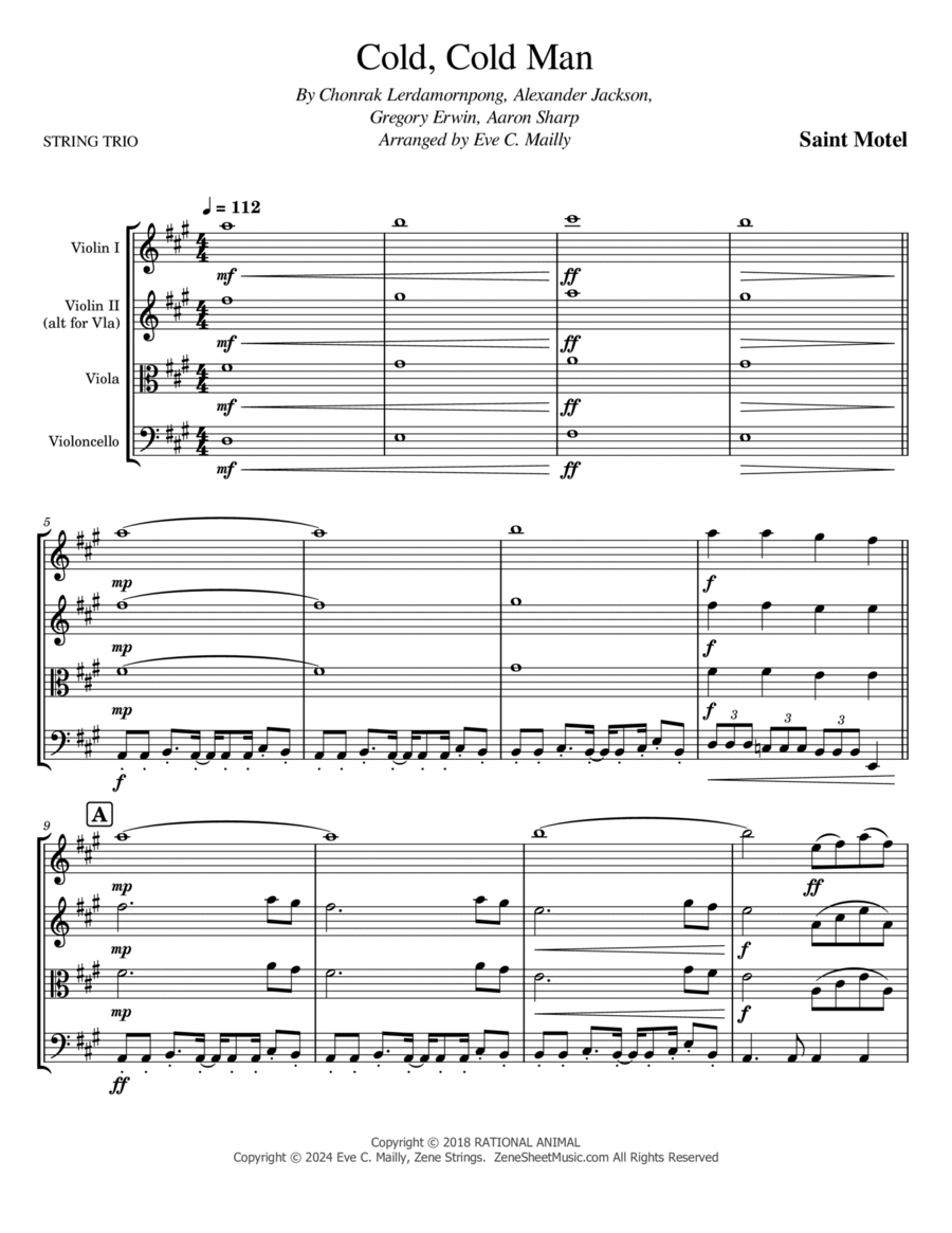 Cold Cold Man String Trio scores gallery preview page 1