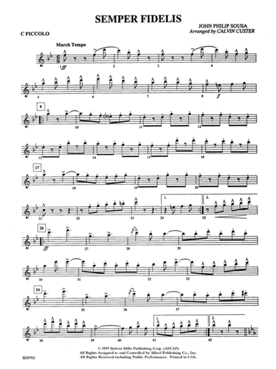 Semper Fidelis: Piccolo Concert Band scores gallery preview page 1