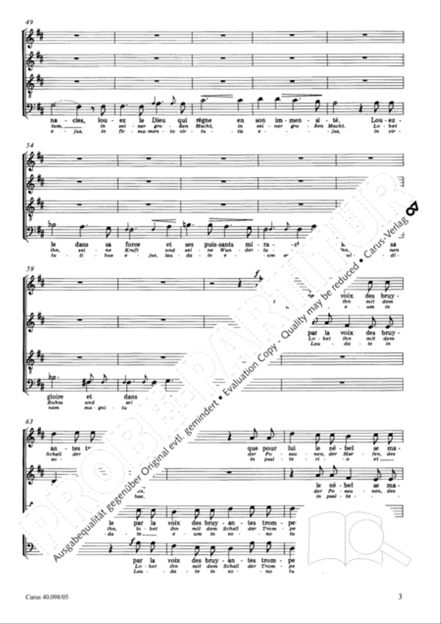 Psalm 150 (Der 150. Psalm) 4-Part scores gallery preview page 4