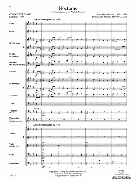 Nocturne (from A Midsummer Night's Dream): Score