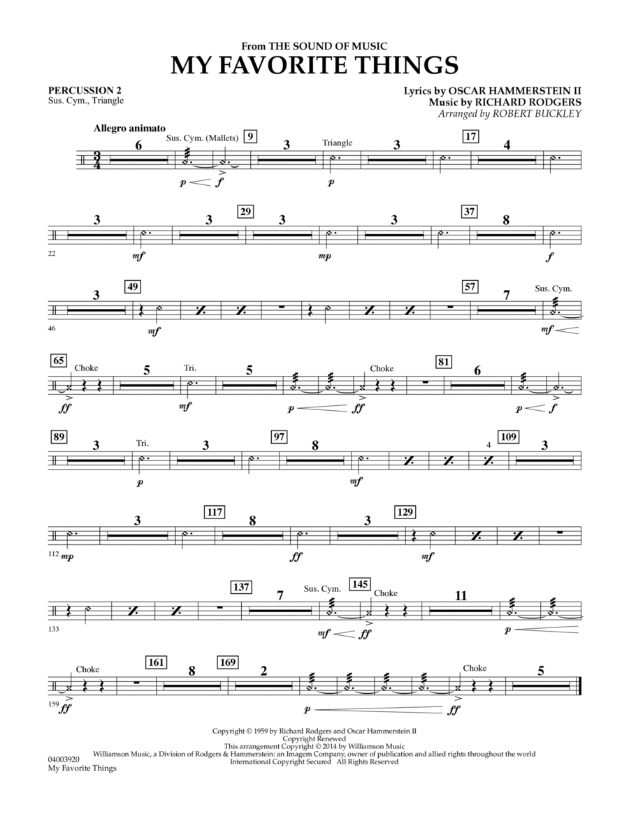 My Favorite Things (from The Sound of Music) - Percussion 2 Concert Band scores gallery preview page 1