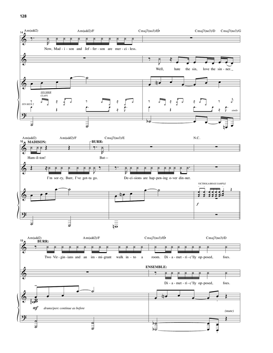The Room Where It Happens (from Hamilton) Piano, Vocal scores gallery preview page 3