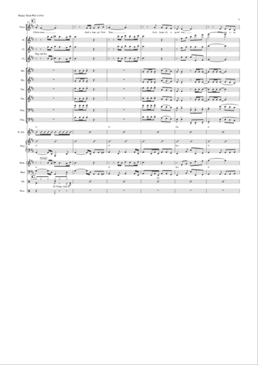 Happy Xmas (War Is Over) Flute scores gallery preview page 5